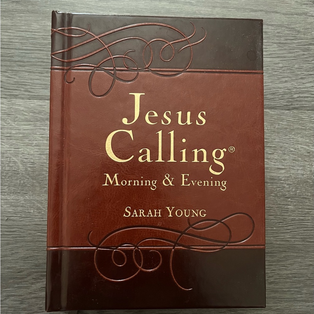 Jesus Calling Morning & Evening Sarah Young Devotional Brown Faux Leather Book